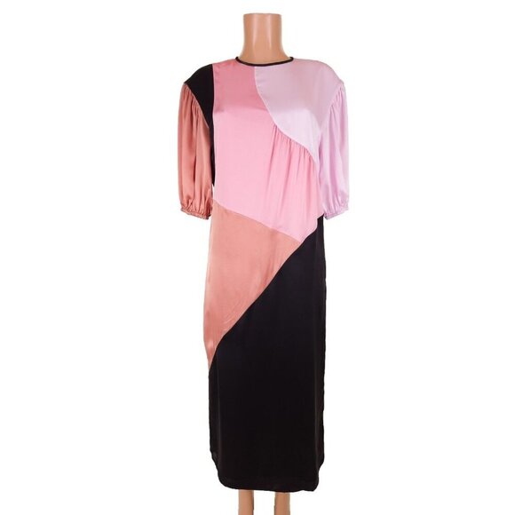 Kate Spade Silk Colorblock Midi Dress Size 0 Multicolor $450 - Picture 1 of 9